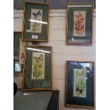 Five framed 'Cash's' woven pictures of butterflies