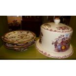 Masons Ironstone 'Fruit Basket' pattern, Stilton dish and pair of Ashworth china comports