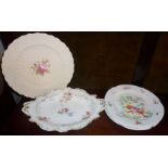 Copeland Spode "Billingsley Rose" plate, another floral dish, and some New Chelsea plates