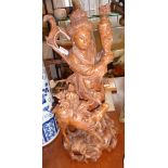 Chinese carved hardwood figure with a deer