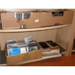 Three boxes of jazz and Frank Sinatra CDs together with assorted books