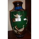 Early 20th c. Japanese Cloisonné vase with geese decoration, 32cm
