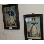 Pair of early 19th c. small colour John Fairburn engravings of a sailor, William and his lover,