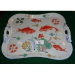 Modern porcelain tray with fish decoration