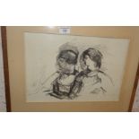 Pencil portrait of two Russian prisoners by Georges GOES (France) (titled verso)