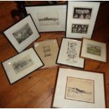 Framed etching of Pier Head, Liverpool by Ray Allen, etching of St. Pauls from The Thames and 8