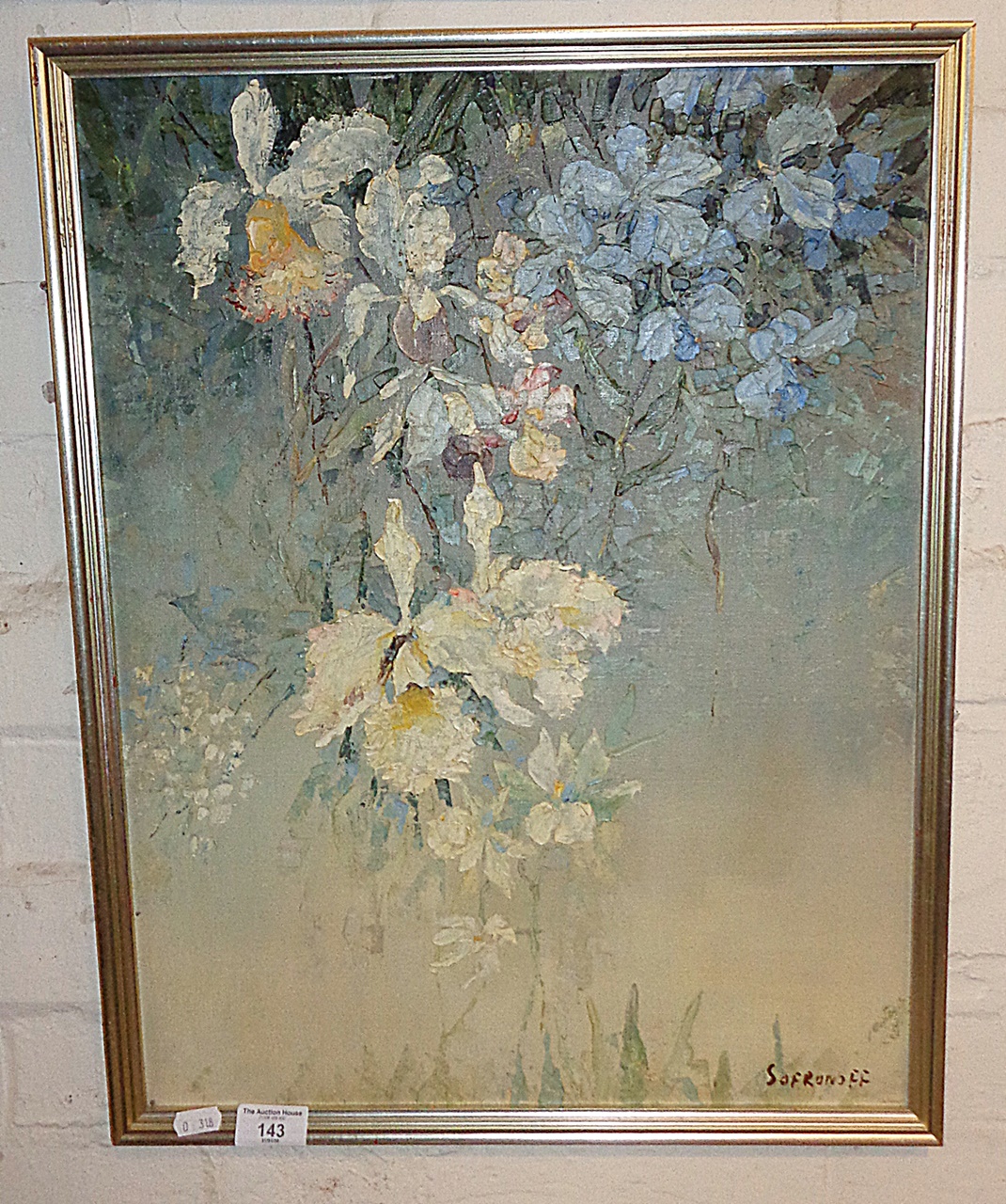 Alexander SOFRONOFF (1901-1948) oil on canvas of flowers, 22" x 17" signed lower right