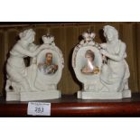 Pair of commemorative figural vases of King George V and Queen Mary