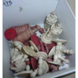 19th c. antique carved ivory chess pieces (not a full set)