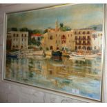 Favell oil on canvas of an Italian harbour scene, c. 1960's