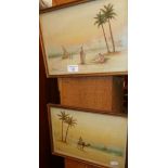 Pair of small watercolours of Arabian scenes with figures by W. Wray