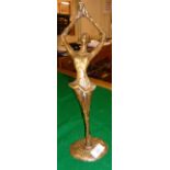 Contemporary bronze sculpture of a ballerina on points, indistinctly signed