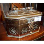 Ornate copper spice casket with tray