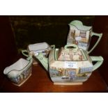 Four pieces of Royal Doulton handpainted Dickens ware, inc. a teapot