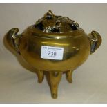 Chinese bronze censer with squirrel handles and grape vine decoration