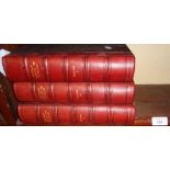 Three half leatherbound volumes of The Popular History of England 1886, pub. Blackie & Son