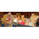 Large collection in boxes of stuffed toys and Teddy Bears, inc. a clockwork Donald Duck and a