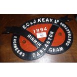 Railway bridge iron plate by E.C.&J. Keay Ltd. of Darlaston & Birmingham