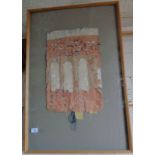 Contemporary handmade paper and stitched silk abstract picture