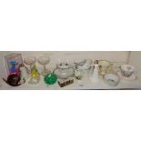 Wedgwood and other glass animal paperweights, Royal Doulton figurine "Charmed" and other china and