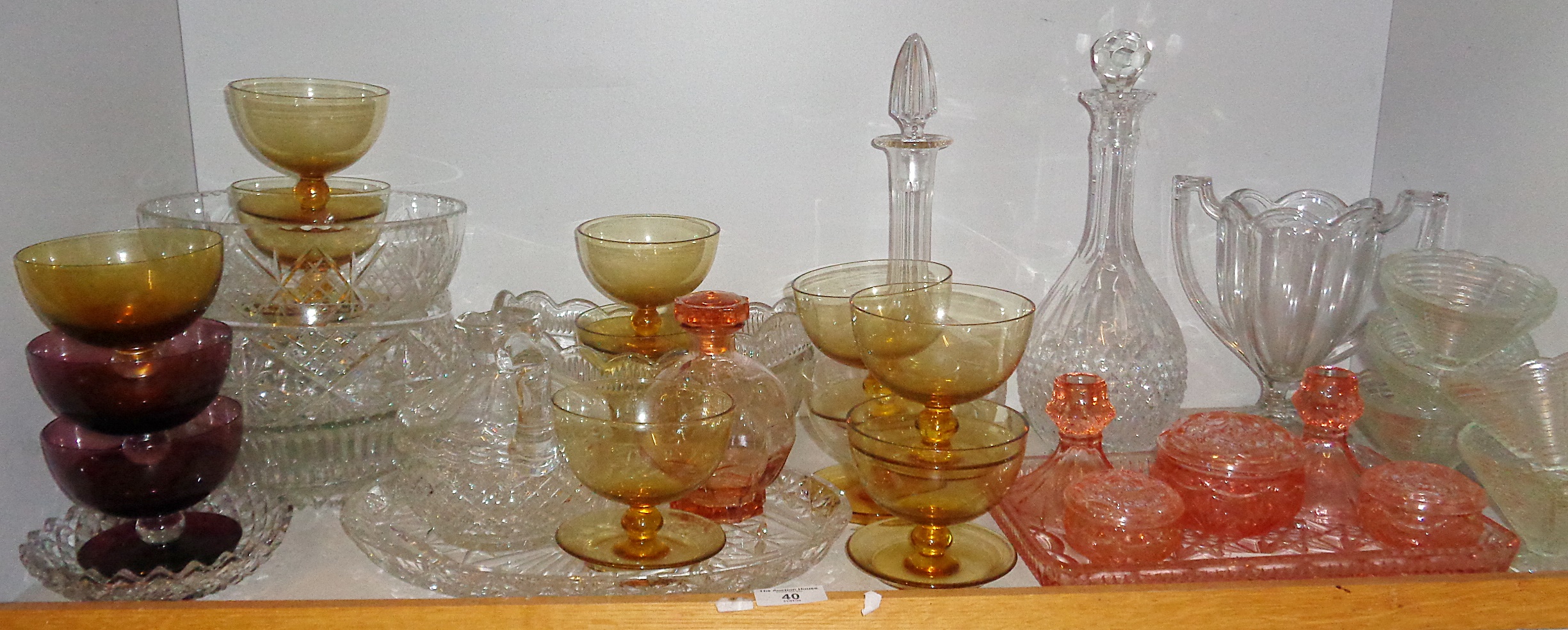 Shelf of assorted glassware