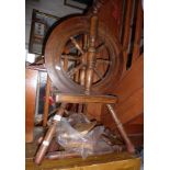 Wooden spinning wheel and accessories, inc. wool combs