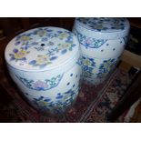 Pair of 20th c. Chinese porcelain garden seats