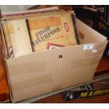 Box of vinyl LPs, inc. Beatles boxed set, Eric Clapton, Eagles, etc.