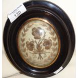 Victorian hairwork picture in oval ebonised frame dated 1903