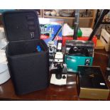 A Bresser Biolux AL microscope boxed, a Vivitar Limited Edition digital camera and a Logitech