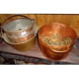 Brass jam pan, two copper vessels and a large quantity of horse brasses