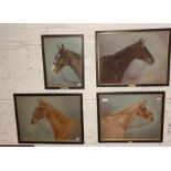 Four pastel portraits of horses by F. Prosser, b. 1900