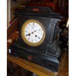 Victorian slate mantle clock with enamel dial (A/F)