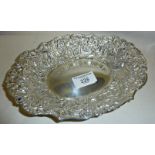 Victorian silver bon bon dish decorated with a foliate repoussé design. Hallmarked for London