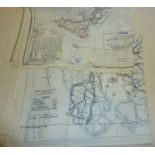 Two double-sided WW2 Air Ministry silk maps illustrating - 1) Northern Italy and Southern Italy; and