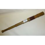 19th c. small four drawer brass and leather telescope