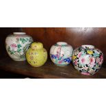 Chinese Famille Rose ginger jar and three others