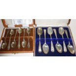 Two cased sets of silver hallmarked spoons - 6 teaspoons and 6 coffee spoons
