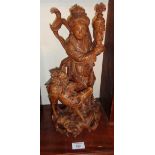 Chinese carved hardwood figure with a deer