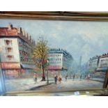 Cesare MAINELLA (1885-1975) oil on canvas of a Paris street scene, signed lower right, c.1960s