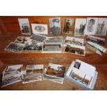 Approximately one hundred postcards, including soldiers in WW2 and several scenes from Aldershot and