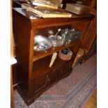 Oak bookshelves with two-door cupboard below