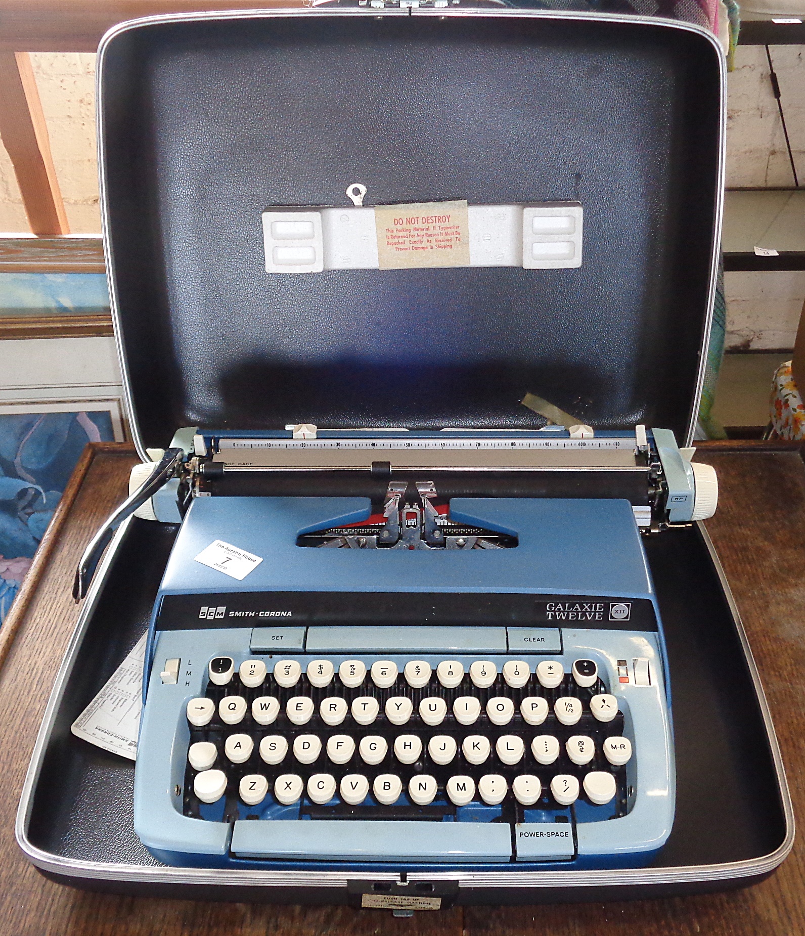 A Smith Corona Galaxie Twelve typewriter with case