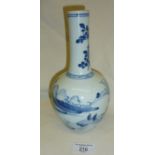 Kangxi Chinese porcelain blue & white figures & landscape bottle vase, 8.5 " high