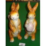 Vintage style painted Easter Bunnies with eggs