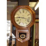 Victorian pine drop dial wall clock by Ansonia
