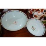 Two 18th c. Chinese famille rose bowls, 30cm & 24cm