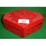 Chinese red lacquered cinnabar-type box