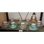 Eight Chinese coffee cups and saucers