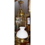 A Victorian-style rise and fall hanging lamp
